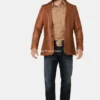 Buy Lavendard Brown Western Leather Blazer