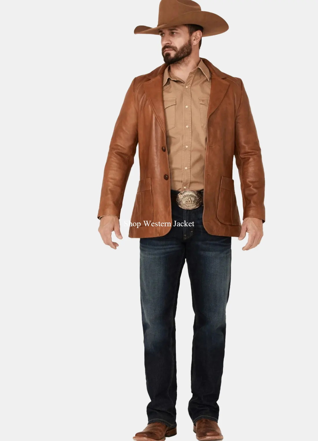 Buy Lavendard Brown Western Leather Blazer