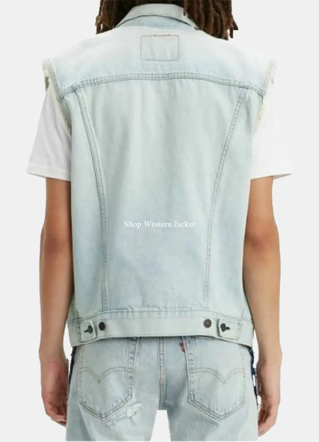 Buy Mens Light Blue Trucker Denim Vest