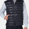 Buy Mens Navy Leather Puffer Vest