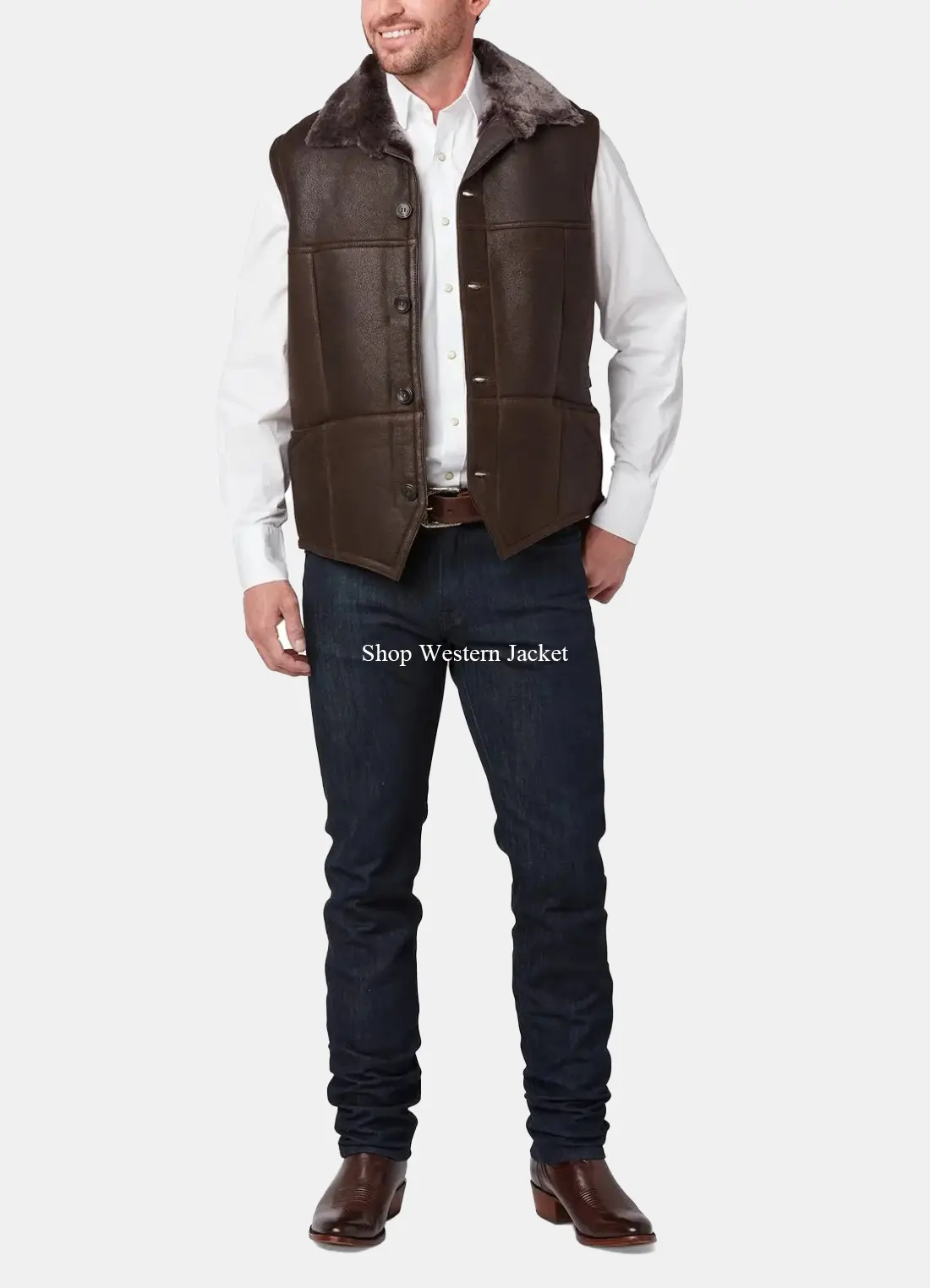 Buy Mens Shearling Chocolate Brown Leather Vest