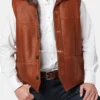 Buy Mens Shearling Cognac Leather Vest