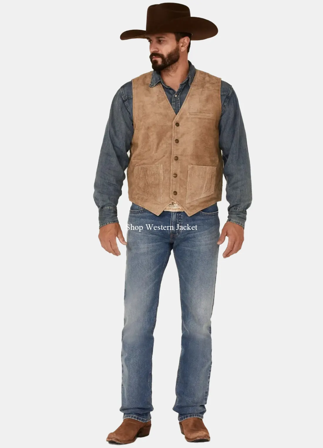 Buy Mens Tan Grasslands Button-Front Suede Dress Vest