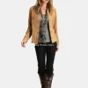 Buy Womens Brown Suede Denim Shirt Jacket