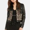Buy Womens Cow Print Black Leather Jacket