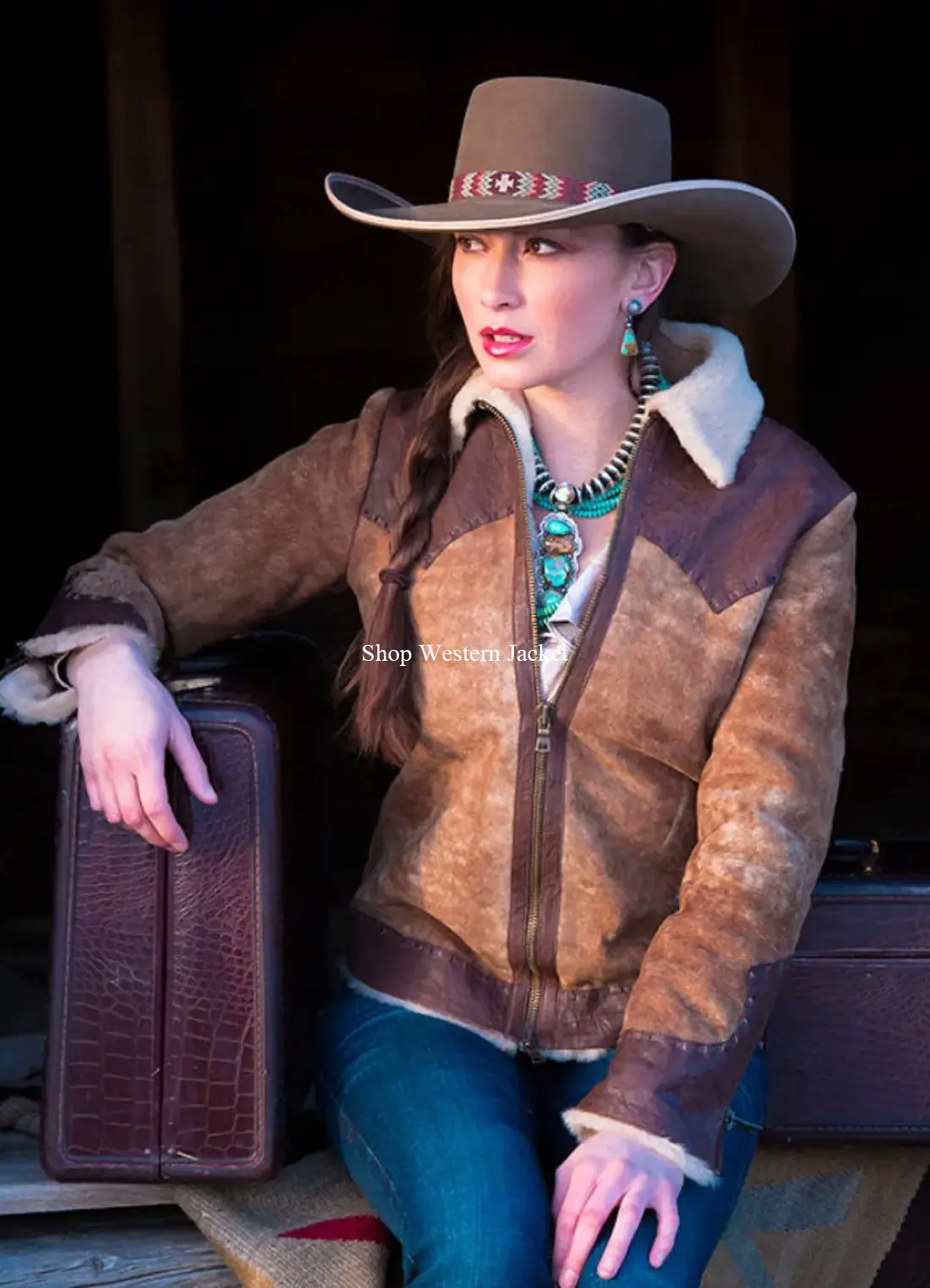 Buy Womens Wild West Shearling Bomber Jacket