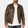 Geoff Zip-front Distressed Leather Jacket