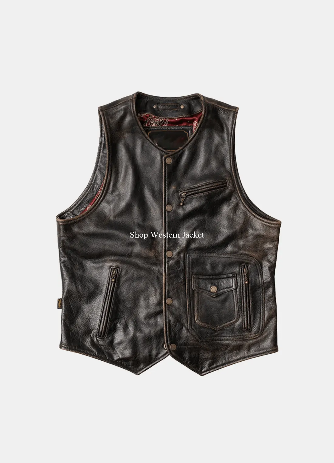 Glendale Mens Brown Leather Vest