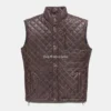 Highlands Quilted Mens Brown Leather Vest