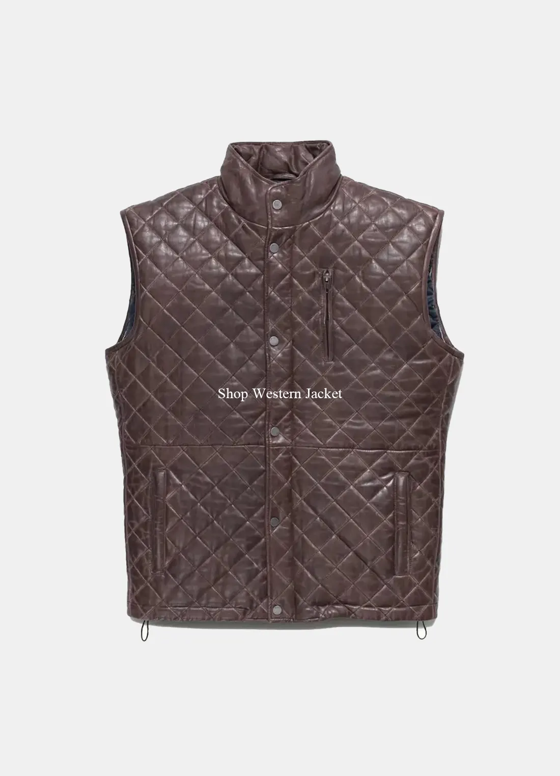 Highlands Quilted Mens Brown Leather Vest