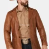 Lavendard Brown Western Leather Blazer