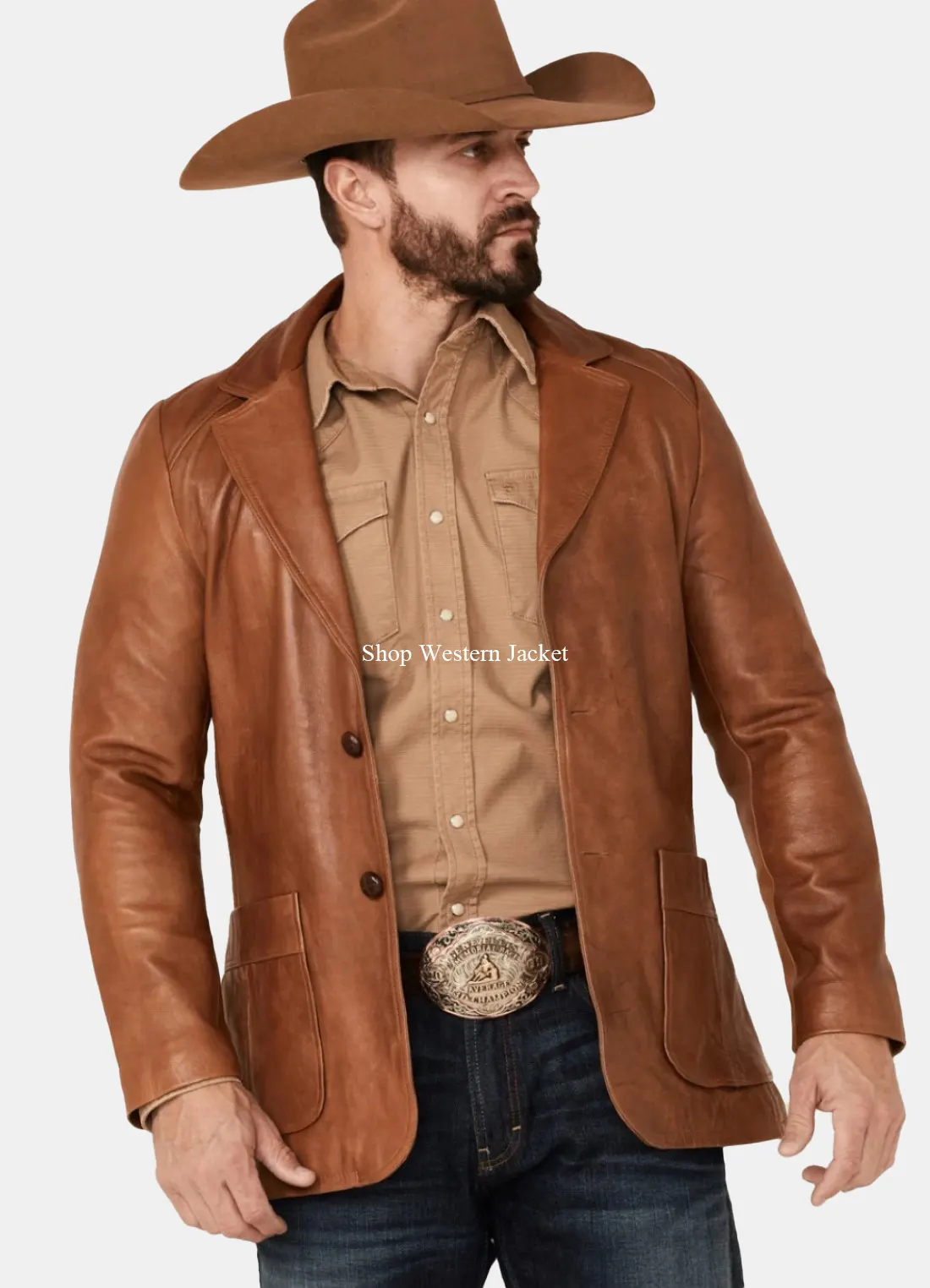 Lavendard Brown Western Leather Blazer