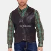 Mens Antique Chocolate Leather Vest