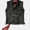 Mens Black Full Grain Cowhide Leather Vest