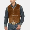 Mens Boar Suede Leather Vest