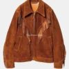 Mens Brown Suede Leather Cowboy Style Jacket