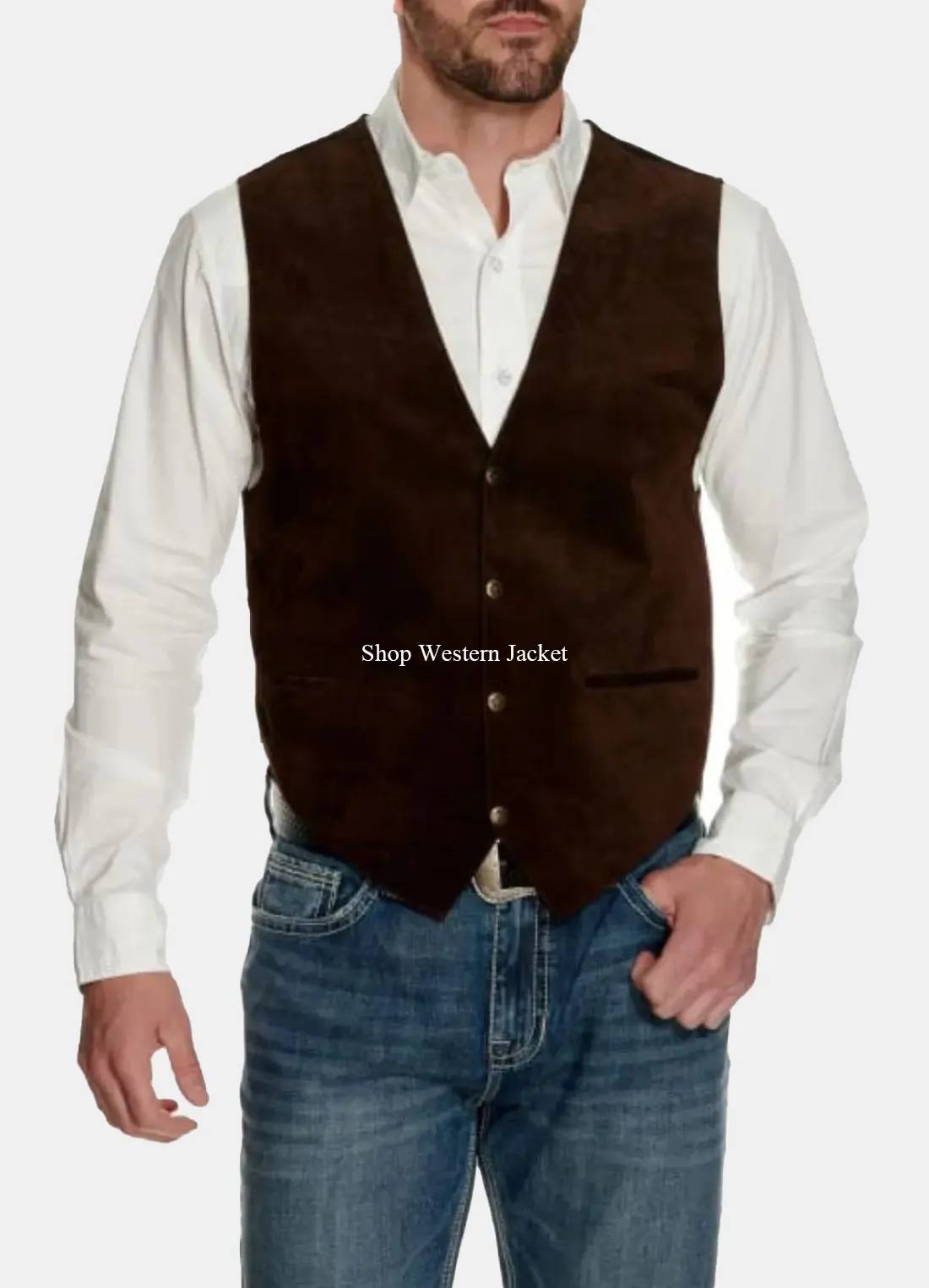 Mens Brown Suede Vest with Satin Back