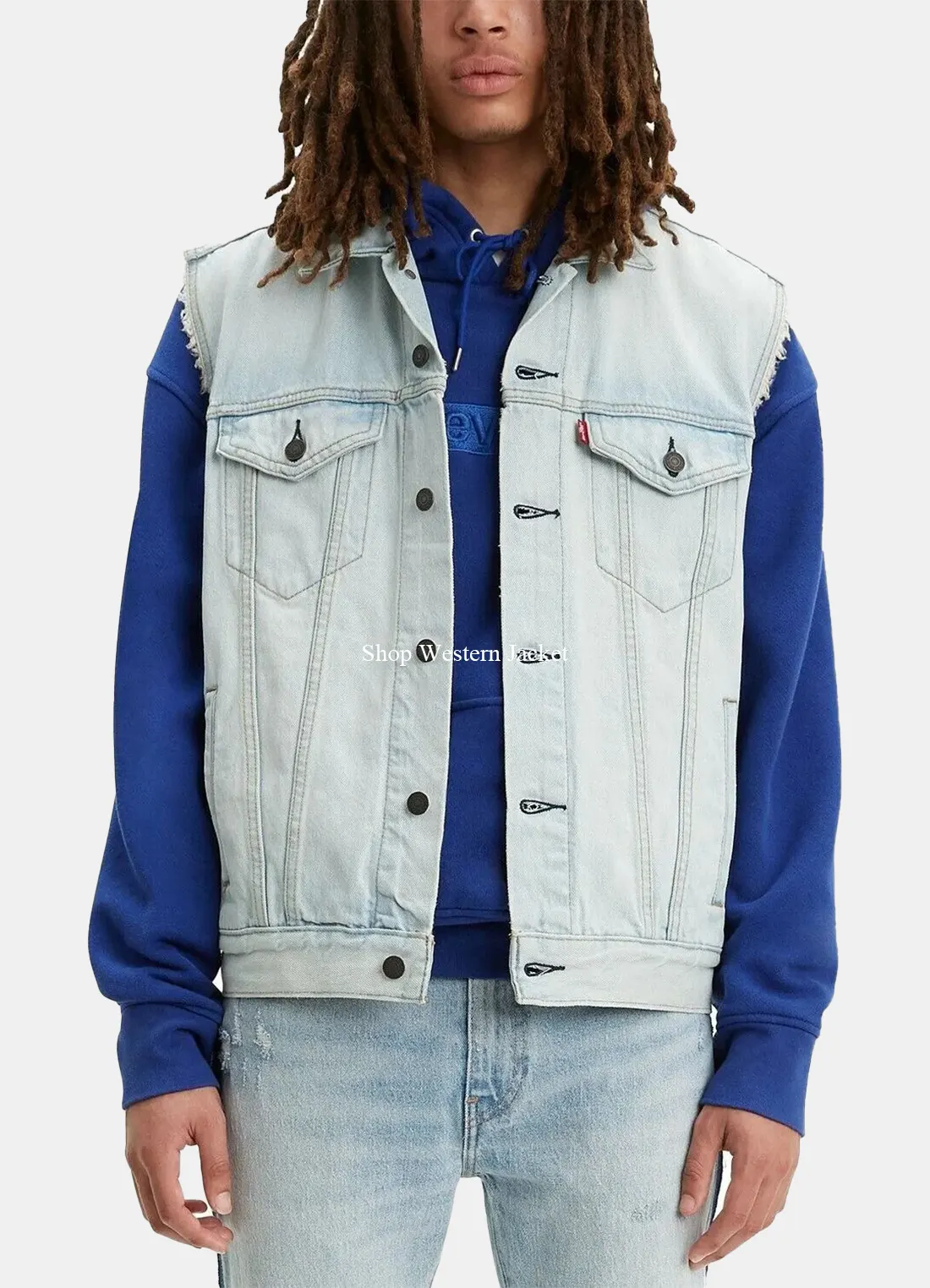 Mens Light Blue Trucker Denim Vest