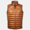 Mens Puffer Cognac Lambskin Leather Vest
