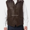 Mens Shearling Chocolate Brown Leather Vest