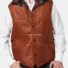 Mens Shearling Cognac Leather Vest