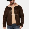 Mens Shearling Sherpa Lined Genuine Leather Jacket