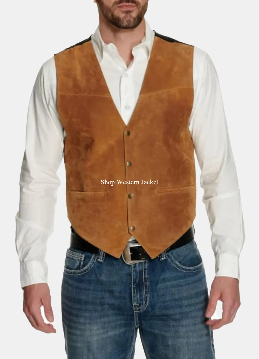 Mens Tan Suede Vest with Satin Back