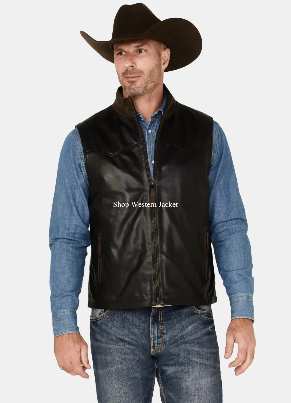 Mens Zip-Up Leather Vest