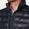 Order Mens Navy Leather Puffer Vest