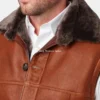 Order Mens Shearling Cognac Leather Vest