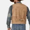 Order Mens Tan Grasslands Button-Front Suede Dress Vest