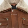 Order Womens Sherpa Fur Collar Brown Leather Jacket