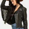 Purchase Alison Black Fringe Leather Jacket