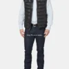 Purchase Mens Black Leather Puffer Vest