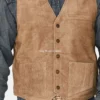 Purchase Mens Tan Grasslands Button-Front Suede Dress Vest