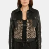 Purchase Womens Cow Print Black Leather Jacket