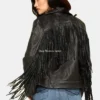 Shop Alison Black Fringe Leather Jacket
