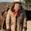 Vintage Marlboro Man Style Light Brown Sheepskin Leather Coat
