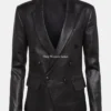 Womens Black Kenzie Leather Blazer