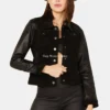 Womens Black Leather And Suede Jacket