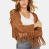 Womens Bliss Suede Western Fringe Jacket
