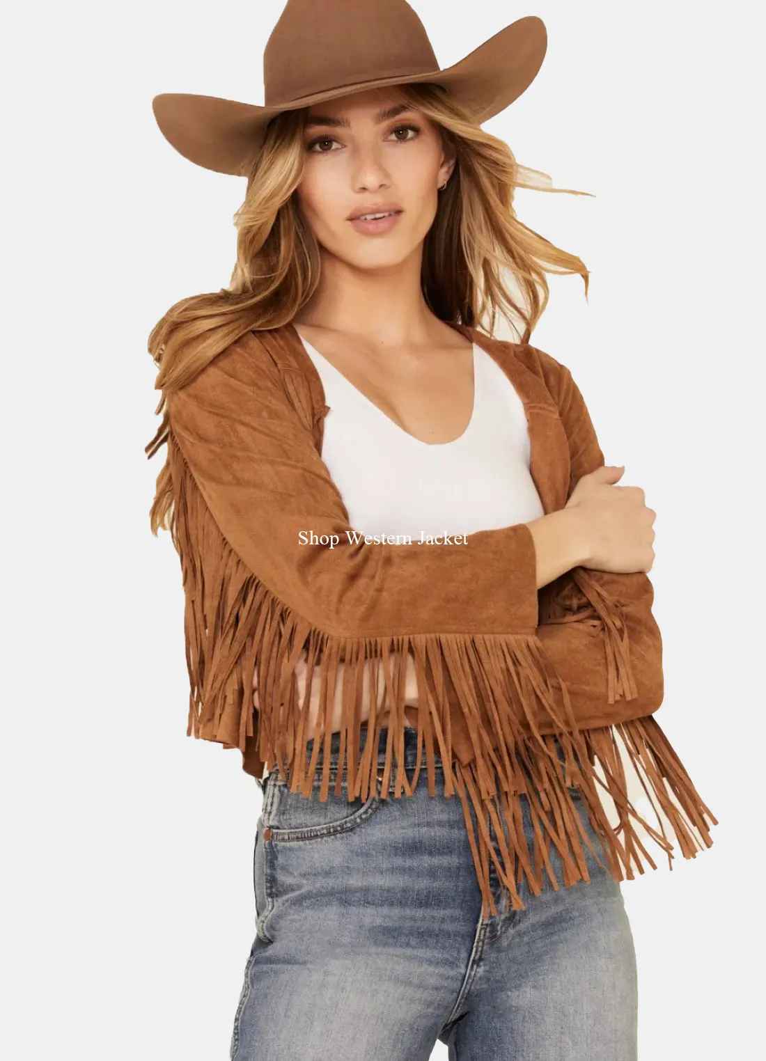 Womens Bliss Suede Western Fringe Jacket