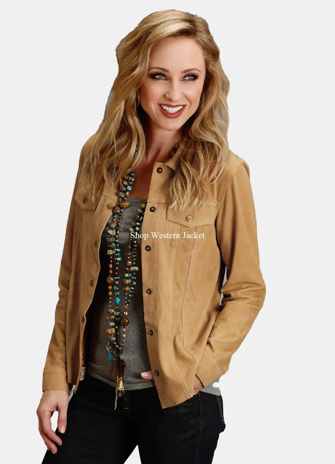 Womens Brown Suede Denim Shirt Jacket