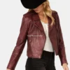 Womens Sparrow Maroon Leather Jacket