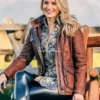 Womens Waxed Suede Brown Leather Jacket